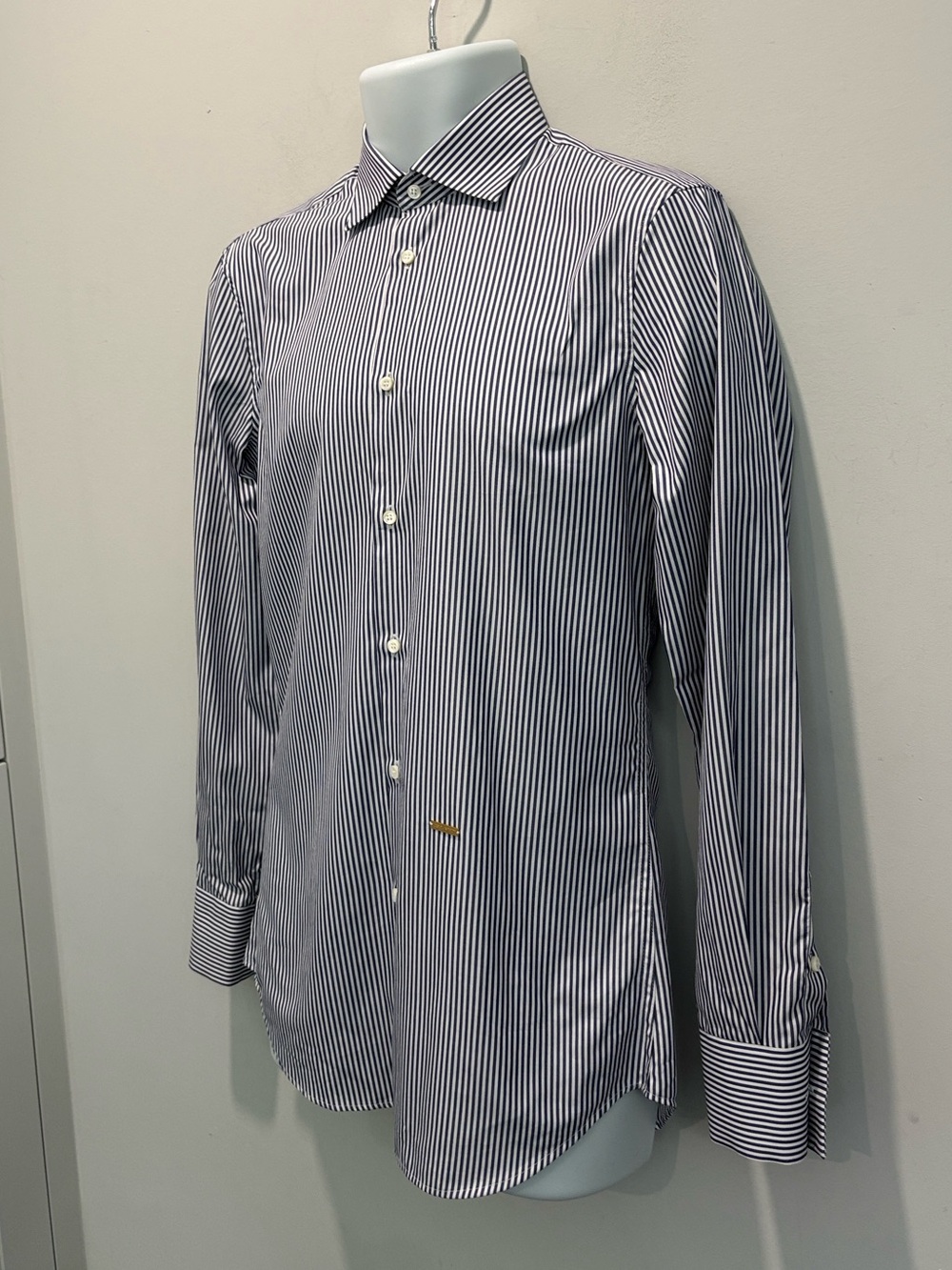 DSQUARED2 Blue White Stripe Dress Shirt Slim Fit Cotton EU46 US36 Cocktail - Picture 5 of 16